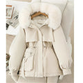 Fleece Lined Hood Down Jacket Winter Coat for Women Warm Drawstring Padded Parkas Korean Casual Streetwear Female Puffer Outwear