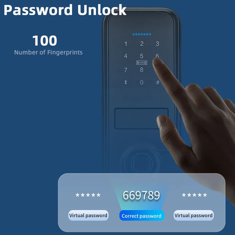 CDOK P13 Smart Biometric Fingerprint Door Lock Electronic Door Lock Tuya/Smartlife App Set Fingerprint/ Password/ Card Unlock