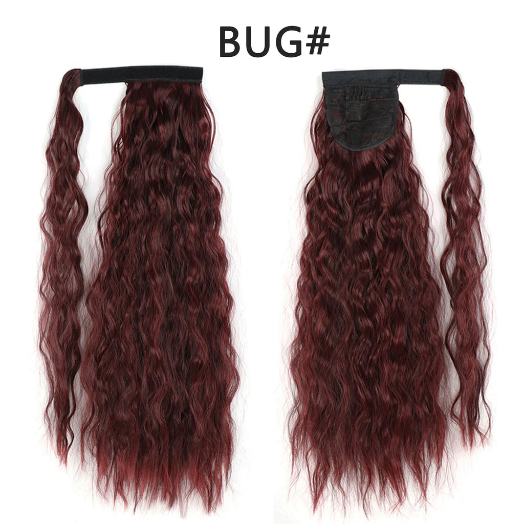 Tereshar Synthetic Corn Wave Ponytail Extension Clip in Long Wavy Curly Wrap Around Pony Tail Heat Resistant Hairpiece for Women