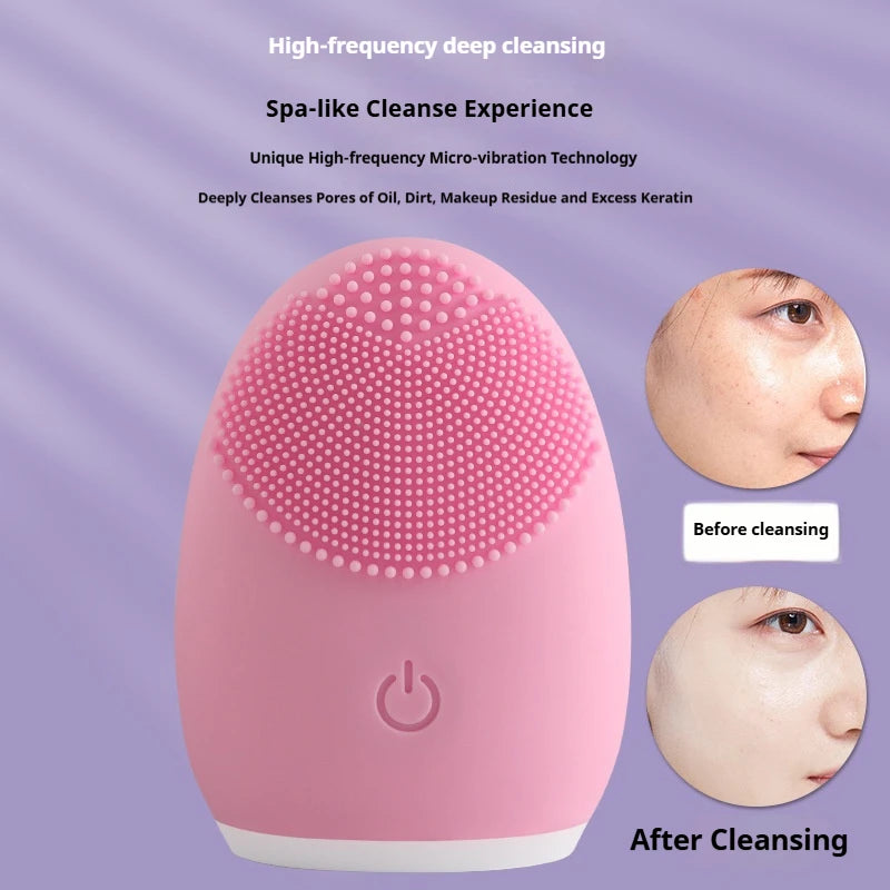 Electric Silicone Facial Cleanser Massager Skincare Massage Tool Beauty Machine Vibration Cleaning Of Pores Self Provided Batter