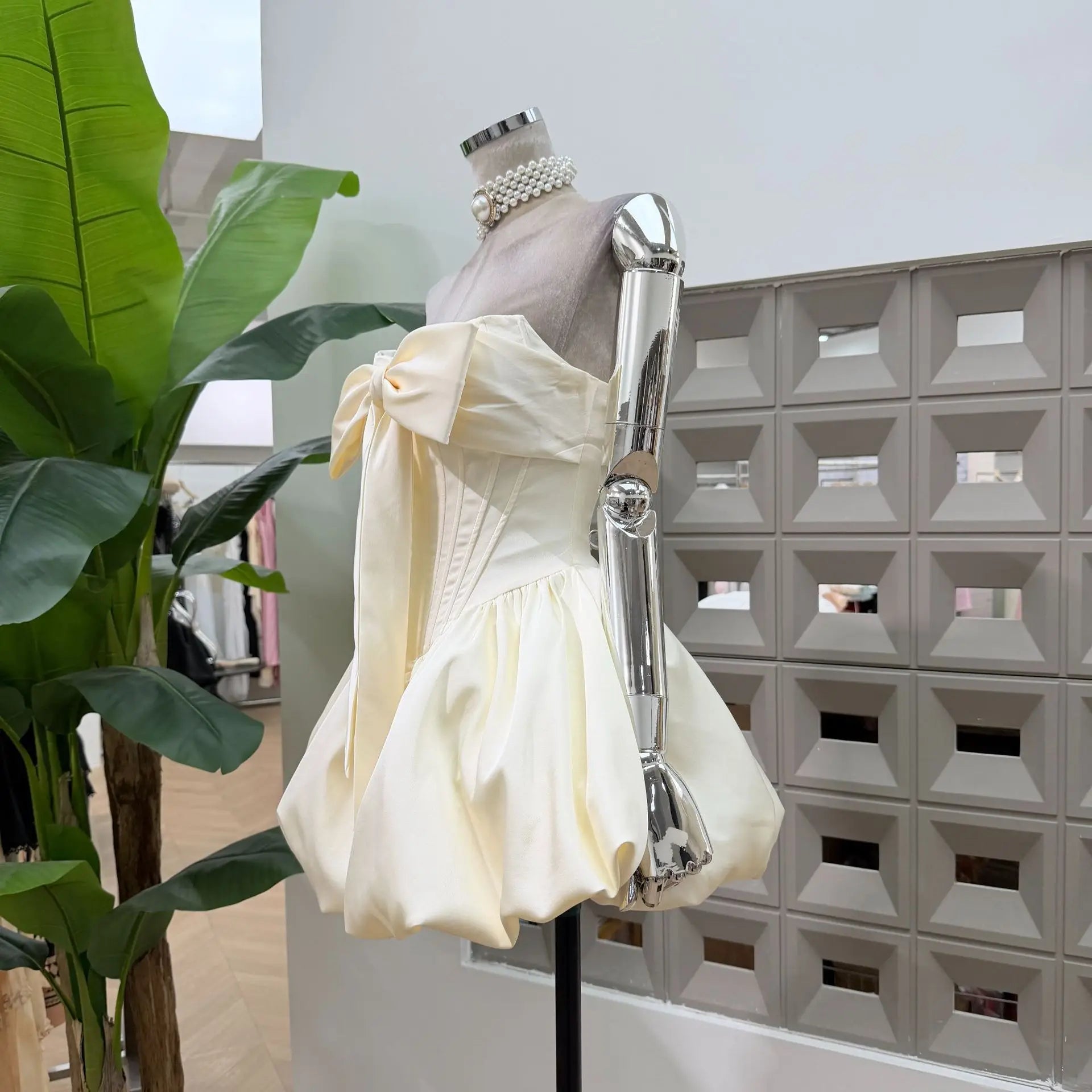 Women Sexy Strapless Bow Corset Mini Dress With Shorts Birthday Party Homecoming Prom Ball Elegant Ruffle A Line Evening Dresses