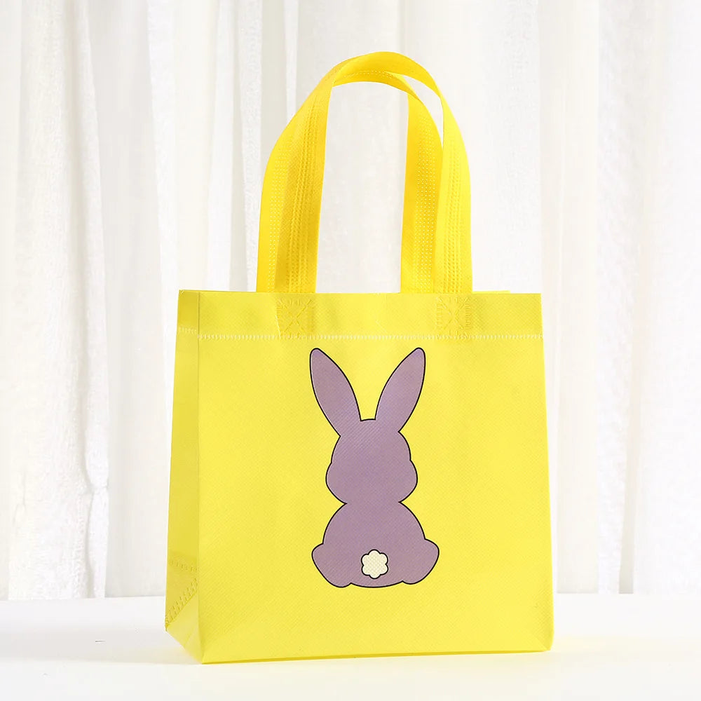 12/30pcs Easter Bunny Gift Bags Colorful Non-Woven Fabric Bags for Easter Party Treats Goodies and Small Gifts Candy Egg Bags