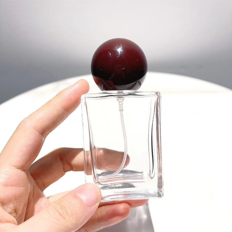 30ml 50ml 100ml Perfume Bottle Glass Line Mist Perfume  Atomizer Wood Lid Empty Sprayer Bottle Cosmetic Containers Travel Bottle