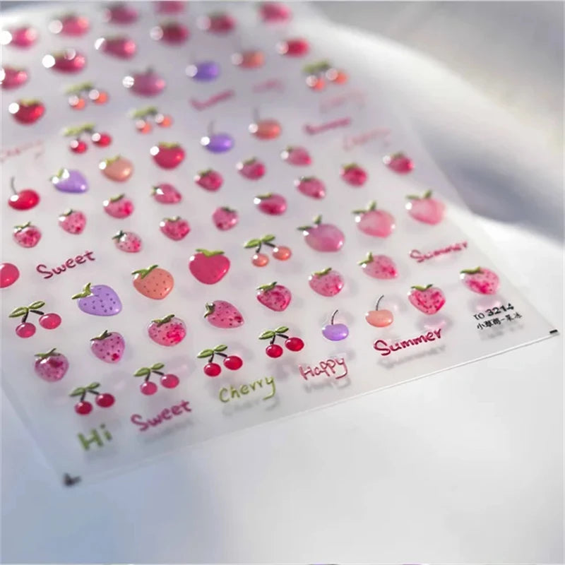 1pcs 5D Kawaii Jelly Nail Art Stickers Cute Jellyfish Self Adhesive Nail Art Decorations Stickers DIY Cartoon Manicure Decals