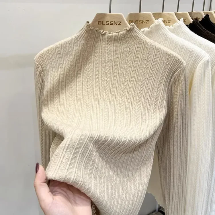 Autumn Winter Chic Bottom Sweaters Women Fashion Turtleneck Pullover Slim Long Sleeve Knitted Jumpers Soft Warm Pull Femme Top