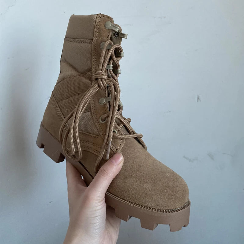 Men Combat Boots High Top Panama Desert Boot Outdoor Hiking Boots Man Anti Slip Tactical Boot Training Motorcycle Boot