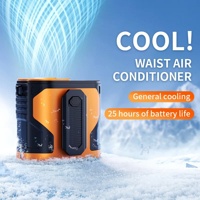 Portable Waist-mount Fan High-speed Cooling Rechargeable Mini Hanging Neck Fan for Outdoor, Construction Site and Food Delivery