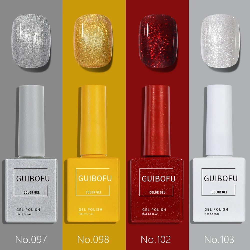 4Pcs/Set Gel Nail Polish Set Fall Shine Finish Semi Permanent Glitter Sequins Nail Polish Set Kit Soak Off Uv Varnish Nail Art