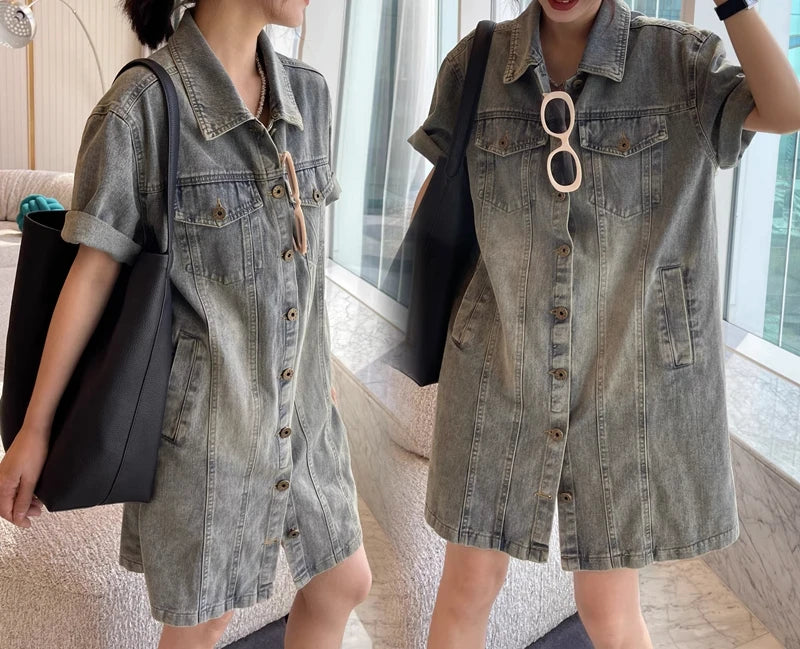 Retro Denim Dress Women's Summer 2026 New Loose and Thin Versatile Straight Skirt