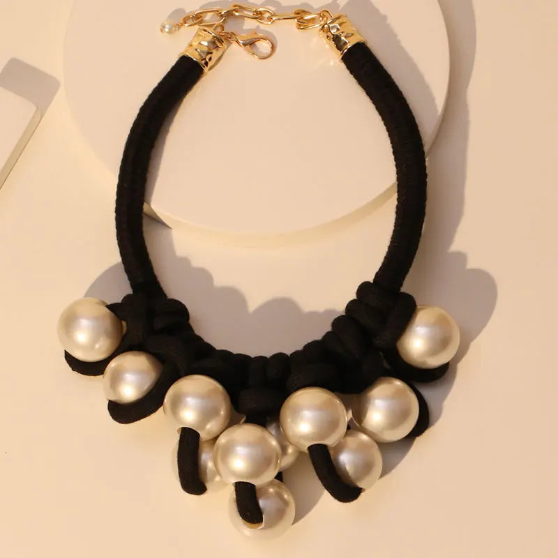 Statement Necklace with Big Pearls Design for Women Trendy Wedding Party Jewelry