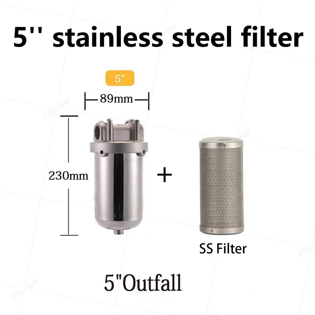 5 Inch Prefilter 304 Stainless Steel Hot Water Filter Housing DN15 DN20 DN25 for High Temperature High Flow Water Filter Housing