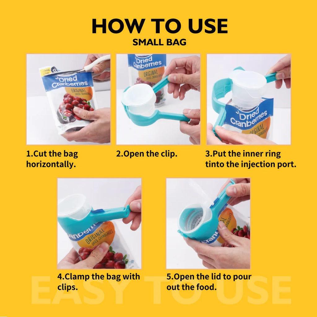 Snack Sealing Clip Fresh Keeping Sealer Clamp Plastic Food Saver Travel Kitchen Gadgets Seal Pour Food Storage Bag Cap Clip
