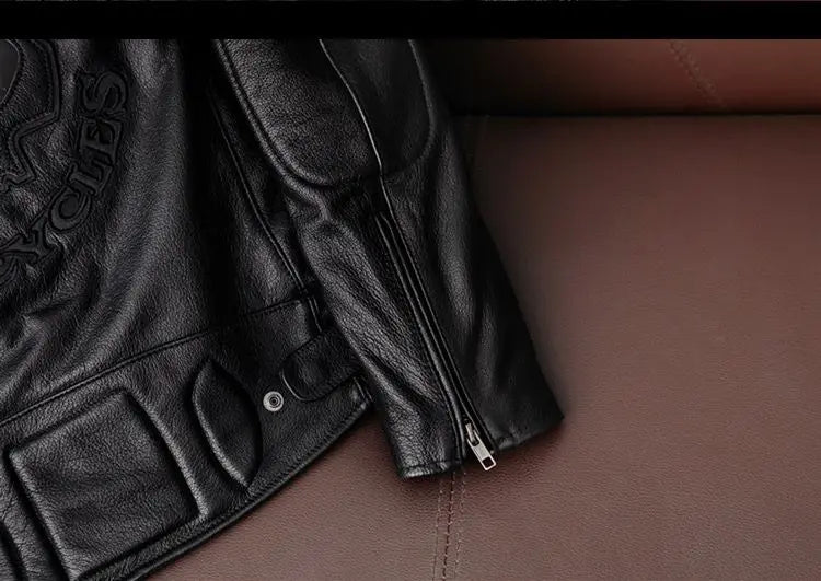 Genuine Leather Jacket Men 100% Cowhide Jacket Man Stand Collar Motorcycle Clothes Spring Autumn Winter 2024 New Leather Coat
