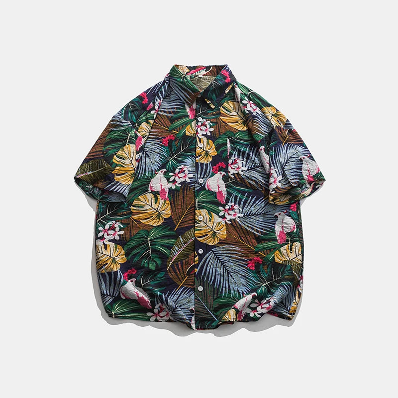 Legible Summer Casual Short Sleeve Shirts Men Floral Shirts Male Flower Loose Hawaiian Shirts Man