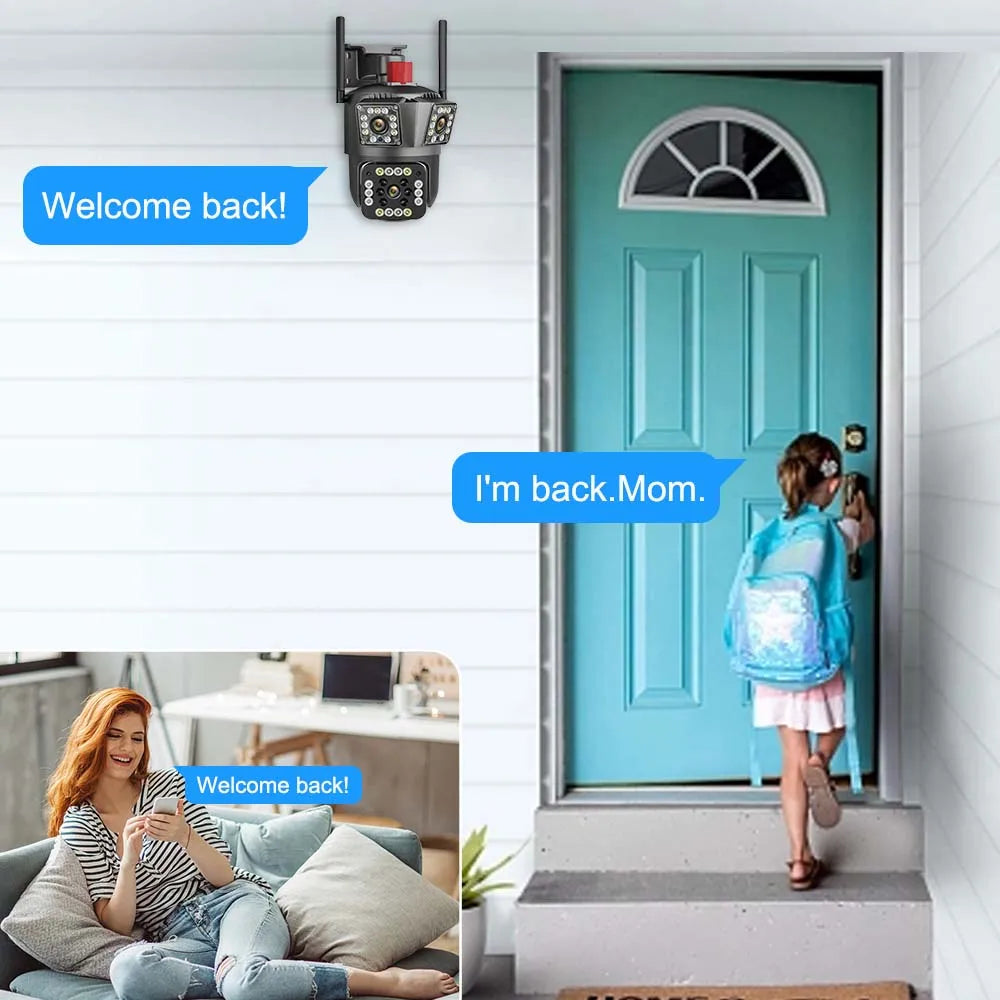 6K 12MP WiFi Security Camera with 8X Zoom Triple Lens Auto Tracking 8MP IP CCTV for Smart Home Wireless Surveillance