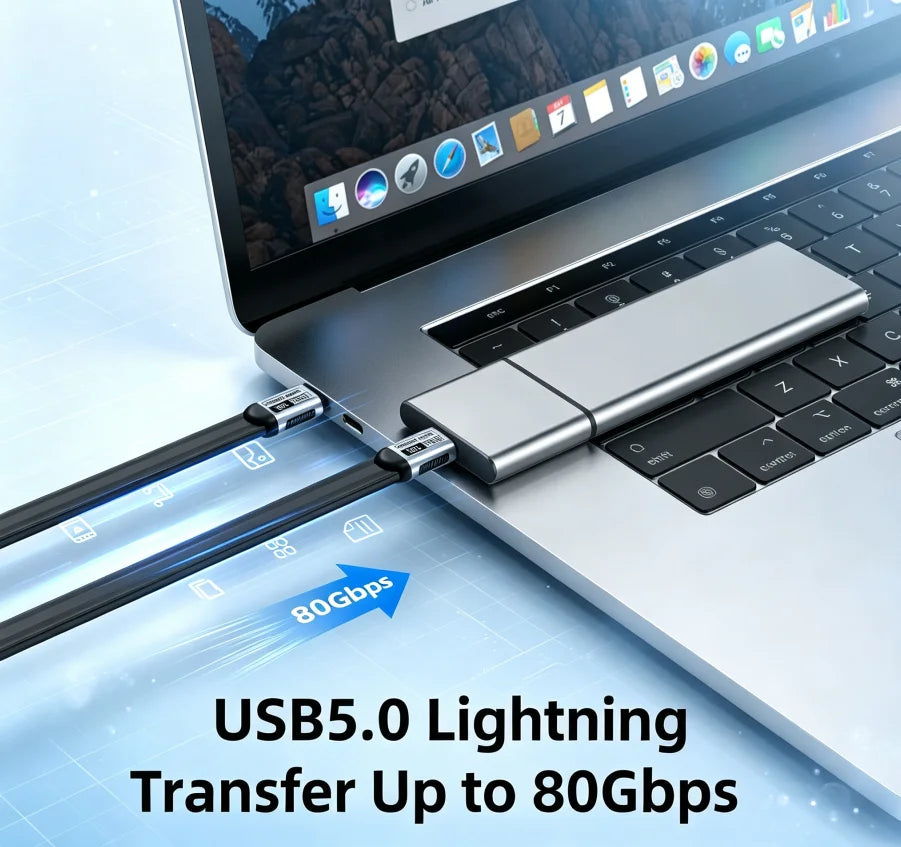 Uyellow USB 5 Cable 80Gbps 240W 16K Type C To C Fast Charging Thunderbolt 3 4 5 USB 5.0 to C Data Transfer Cable Laptop
