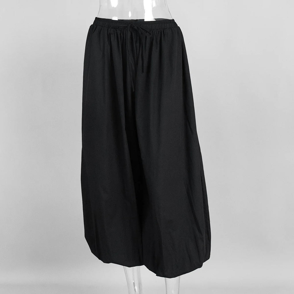 Tuularose Loose Solid Leg-Length Pants For Women Pleated High Waist 2025 Summer Female Fashion Office Lady Casual Bloomer Pants