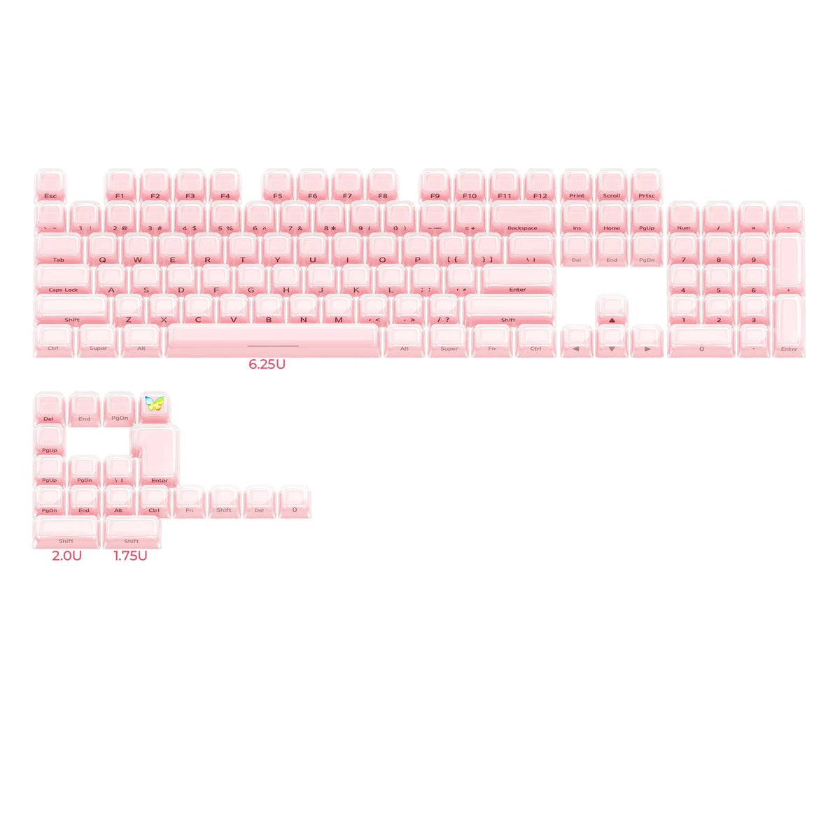 XVX Jelly Crystal Keycaps Side Print Pink/Blue 113keys Double Shote DIY Mechanical Keyboard OEM Profile Translucent Keycaps