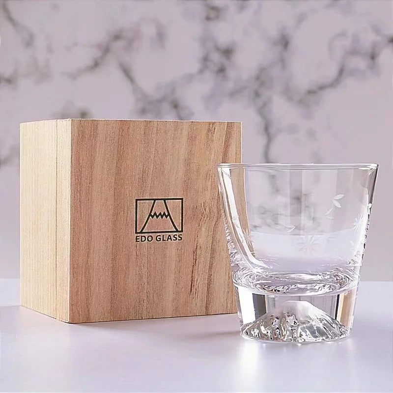 Transparent Snow Peak Tumbler,Fuji Mountain Whiskey Glass,Modern Whisky Drinking Glass，Luxury Scotch Glass,Artistic Rock Glass