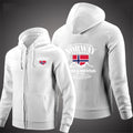 2025 New Spring And Autumn Norway Flag Fjord Mountain Men's Solid Color Zipper Pullover Warm Long-sleeved Comfortable Caot