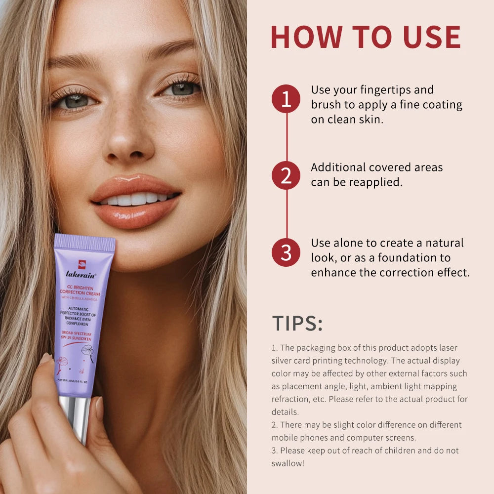 3Pcs Free Brush Color Changing CC Cream Centella Korean Liquid Foundation Long Lasting Face Base Makeup Foundation