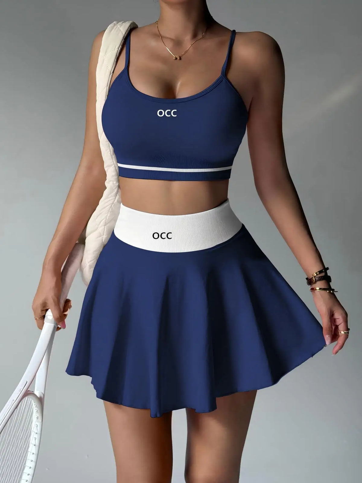 Yoga bra, high waisted tennis skirt, running and fitness pleated skirt, two-piece set, women's comfortable tennis skirt