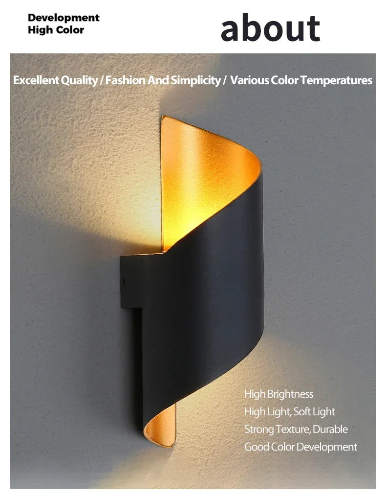 LED Wall Lamp 10W Indoor Wall Lights Waterproof Outdoor Modern Nordic Sconce Lamp Interior Wall Light Home Decor