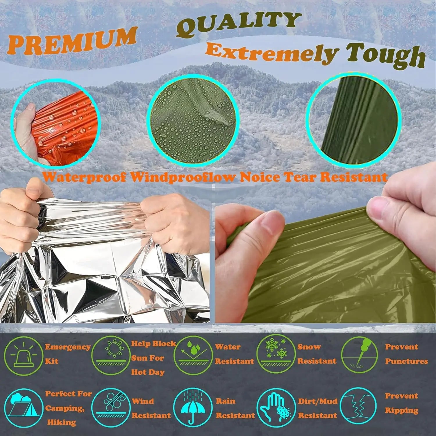 Camping Raincoat Waterproof Survival Emergency Outdoor Multifunction Reflective Clothing Camping Gear Survie Hiking