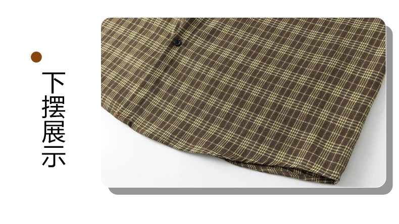 Men Shirt Plaid Flannel Retro Long Sleeve Oversized Loose Cotton Casual Male Youth Design Soft Fall Black Formal Dress Shirt