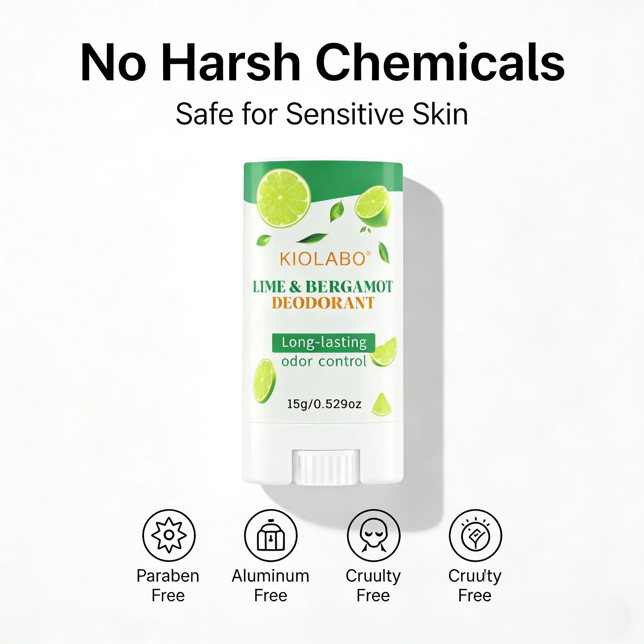 Lime & Bergamot Deodorant Stick for Men & Women – Long Lasting Odor Control, Fresh Citrus Fragrance Underarm Deodorant, Natural