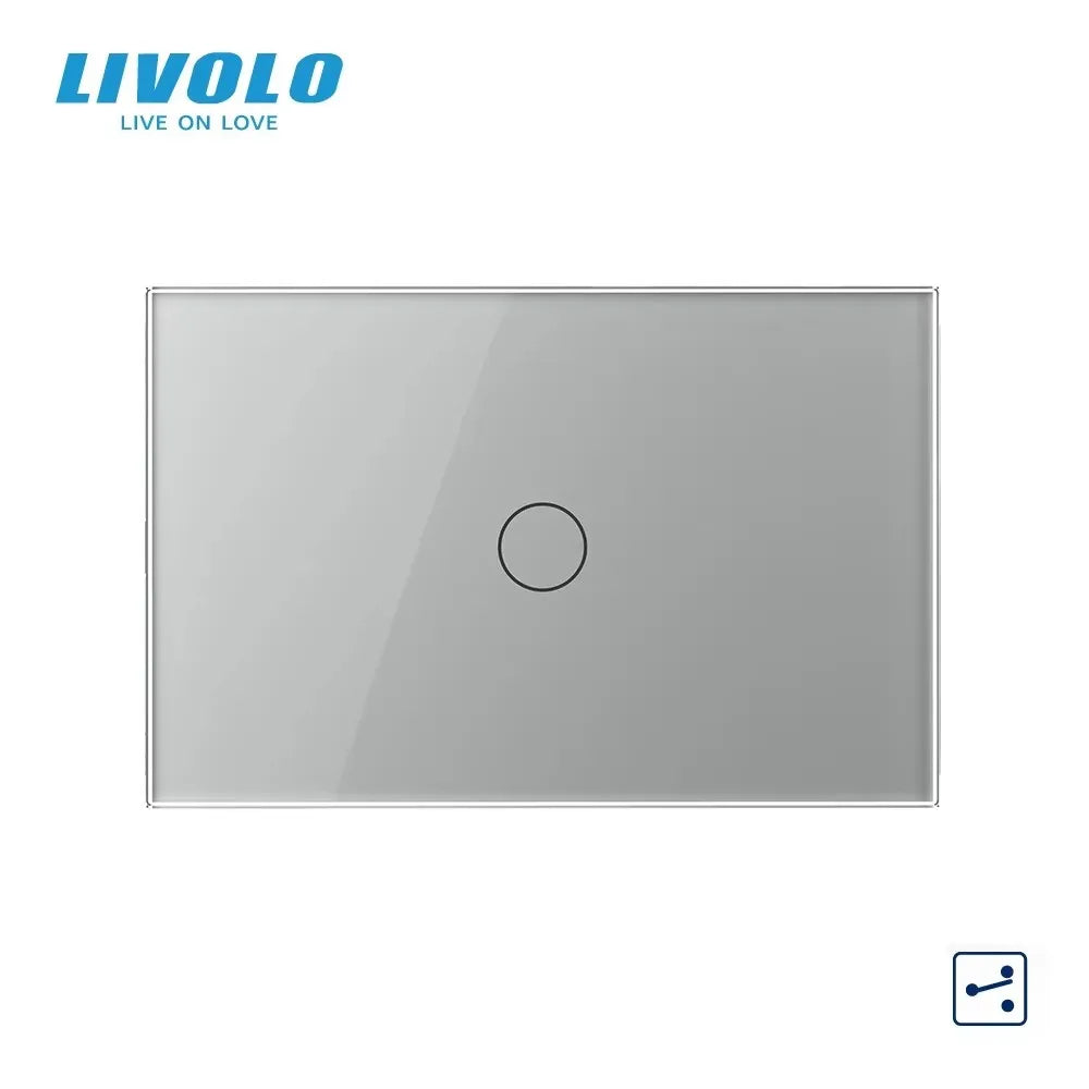 New Livolo US/AU Fashion Electrical Touch Screen Switches 1 Gang 2 Way Wall Light Switch Tempered Crystal Glass Panel,110V-240V