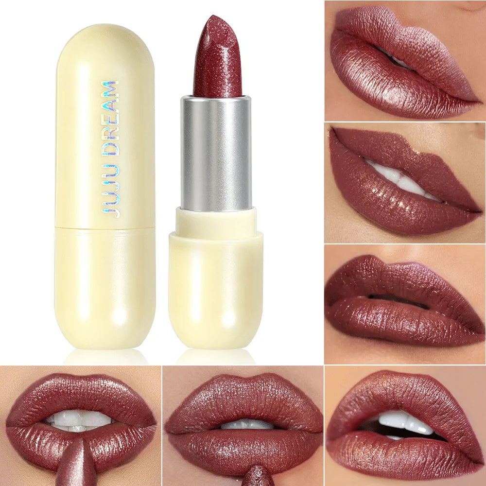 Shimmer Metallic Lipstick High Pigment Sparkling Bold Lip Color Long Lasting Waterproof Party Makeup