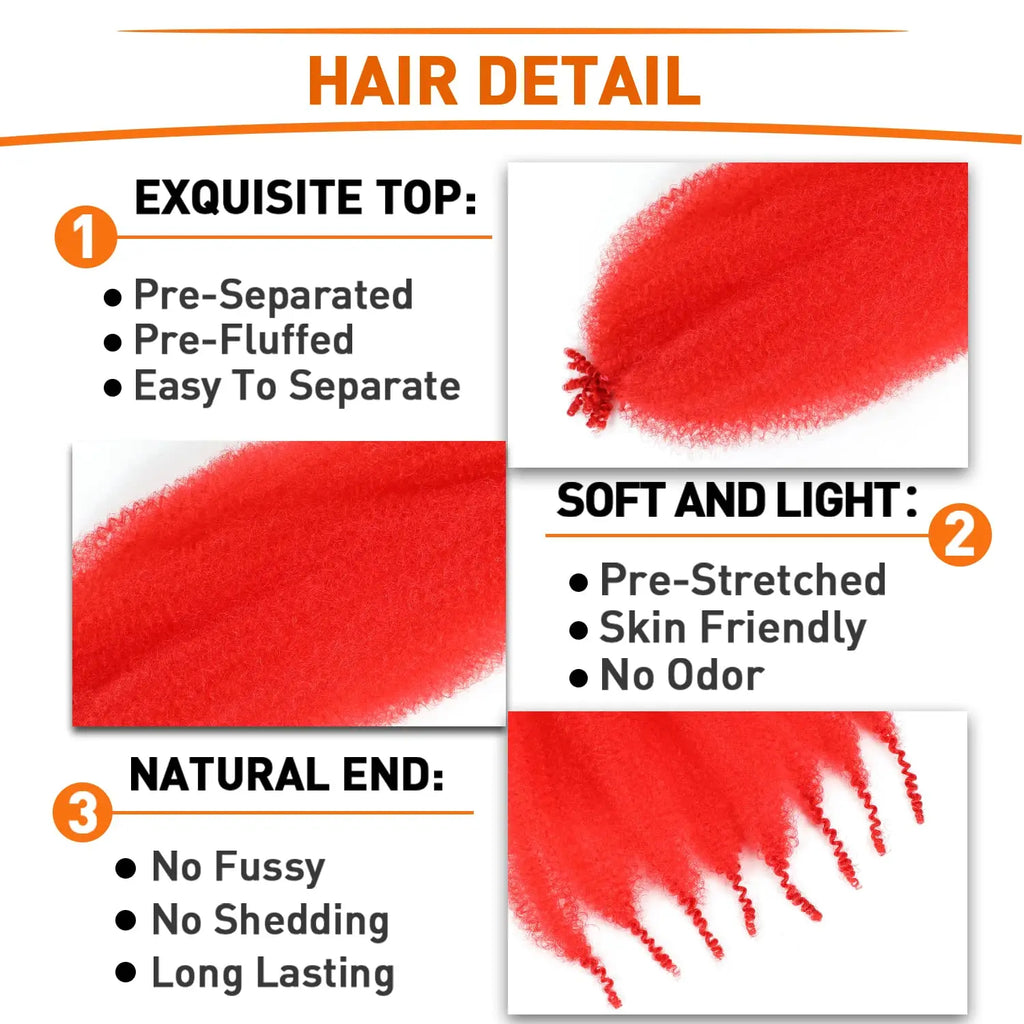 Springy Afro Twist Hair 18 Inch 2-8 Packs Blue and Red Color Pre Fluffed Marley Twist Braiding Hair for Black Women Synthetic
