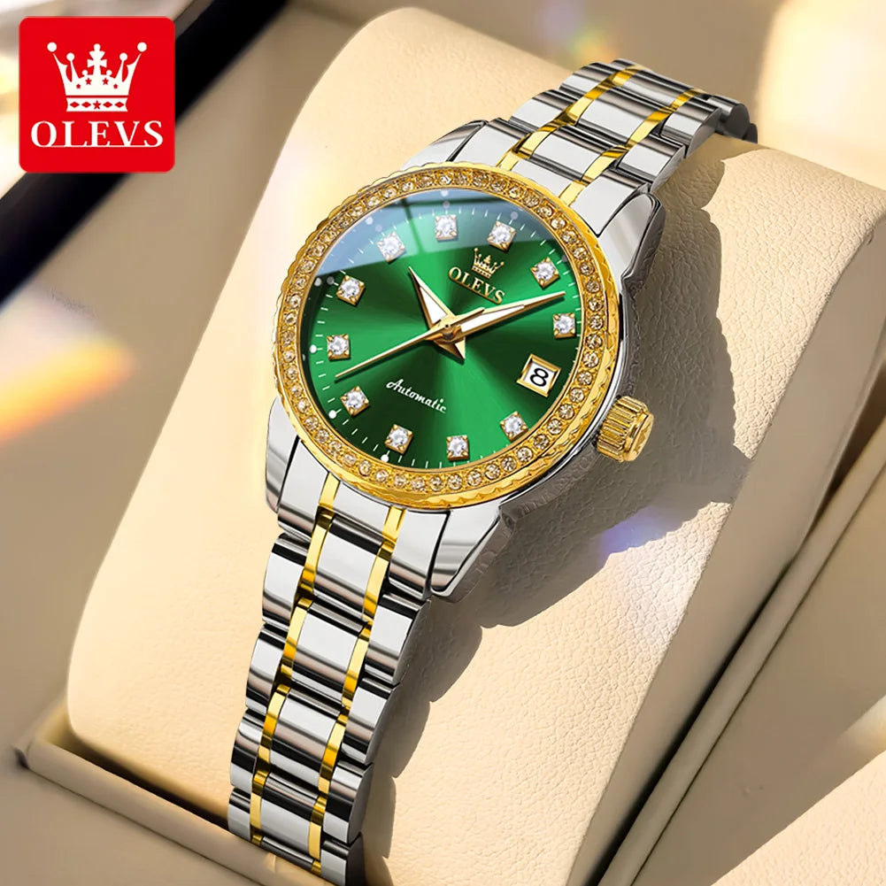 OLEVS Automatic Mechanical Watch for Ladies Auto Date Top Brand Business Luxury Women Watch NEW 7003
