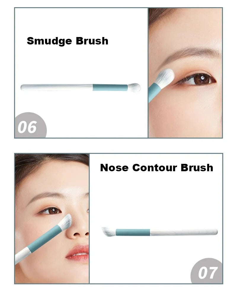 12pcs Makeup Brushes Set Portable Foundation Powder Blending Blush Concealer Synthetic Fiber Bristle Brush Blending Makeup Brush