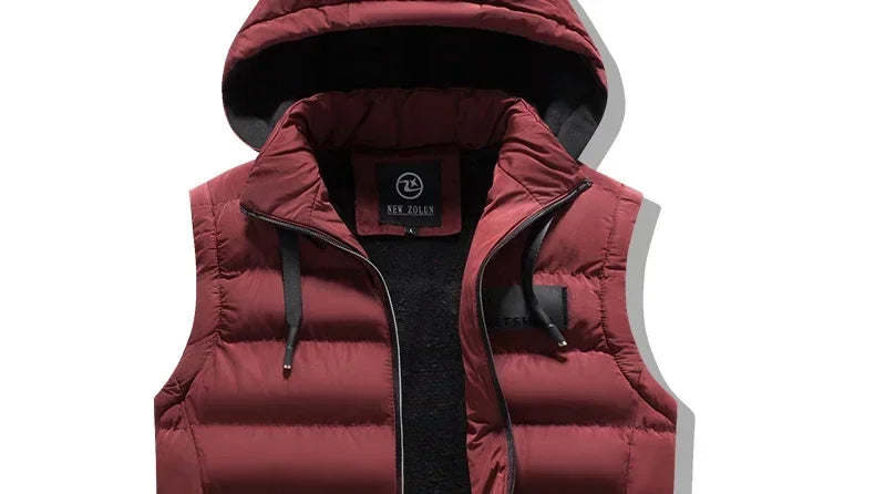 New Brand Mens Outdoors Vests Men's Winter Vest Cotton-Padded hot sale Vest Men Warm Hooded Waistcoat Casual Male Coats Vests