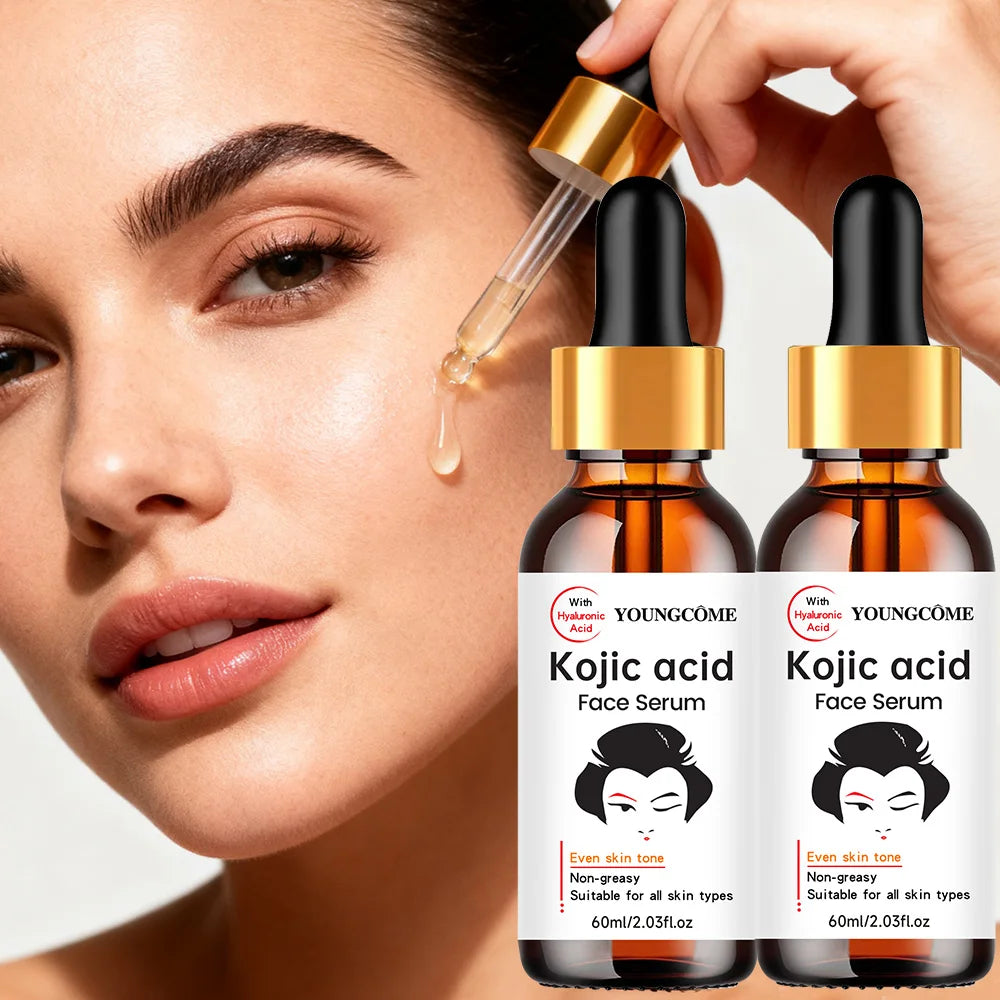 2PCS Kojic Acid Facial Serum - 60ML Even Skin Tone, Non-Greasy Hydration, Moisturizing Essence for All Skin Types