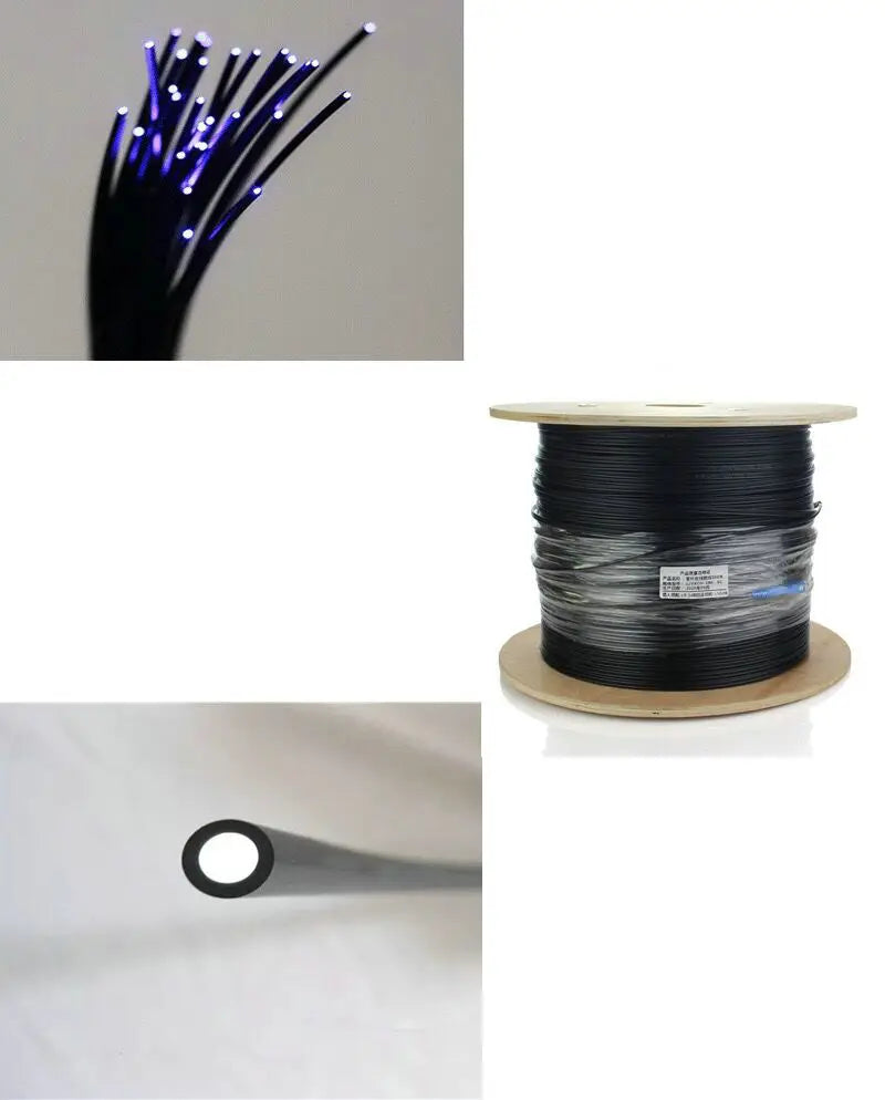 1～10M Black Cover PMMA End Glow Plastic Optic Fiber Cable Inner 1mm~14.0mm Diameter Home Hotel Floor Ceiling Decorative Lighting
