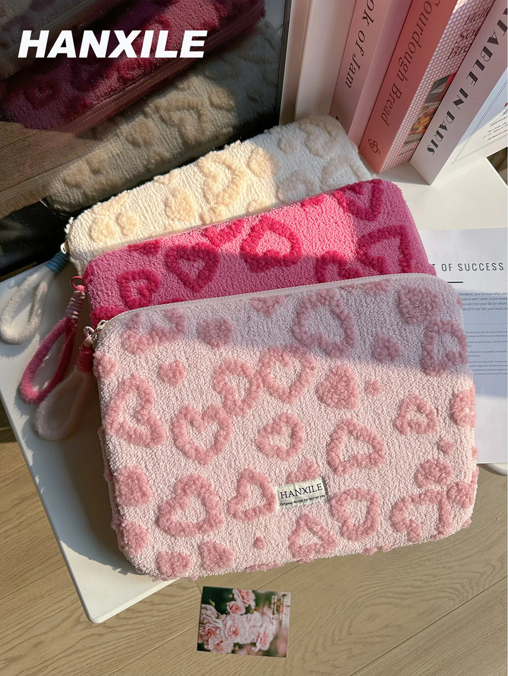Plush Love Heart Laptop Bag iPad Tablet Bag 11/13/ 15inch Laptop Storage Bag