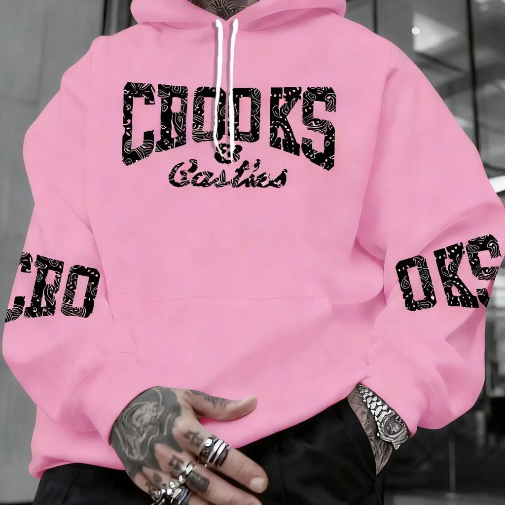 Men's Crooks & Castles Hooded with Iconic Print - Loose Fit Streetwear Hoodie, Slight Stretch Fabric, Machine Washable Winter