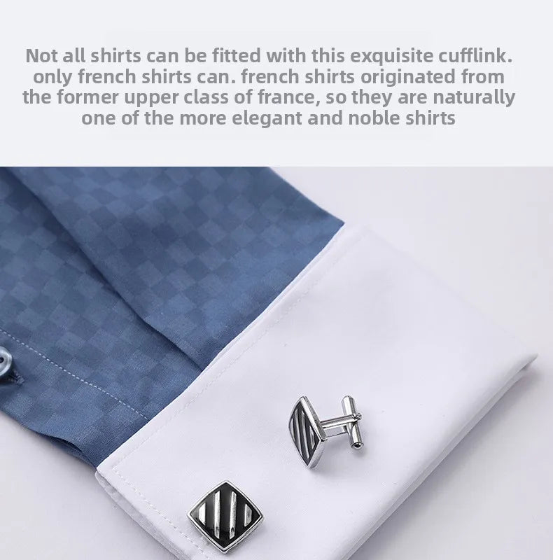 Embroidered French Cufflinks Men's Long-Sleeve Shirt with Collar Pins No tie Big Collar Dress Shirt for Business Formal Gentlema