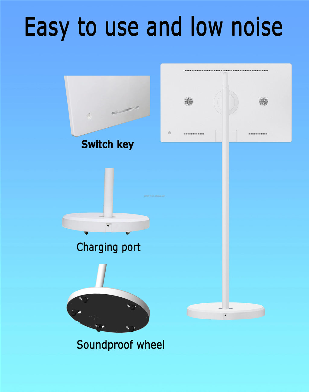 32 Inch 4K ELED White Android 8-core CPU Rotating Remote Control Touch Screen Smart TV 13MP Camera Portable for Home