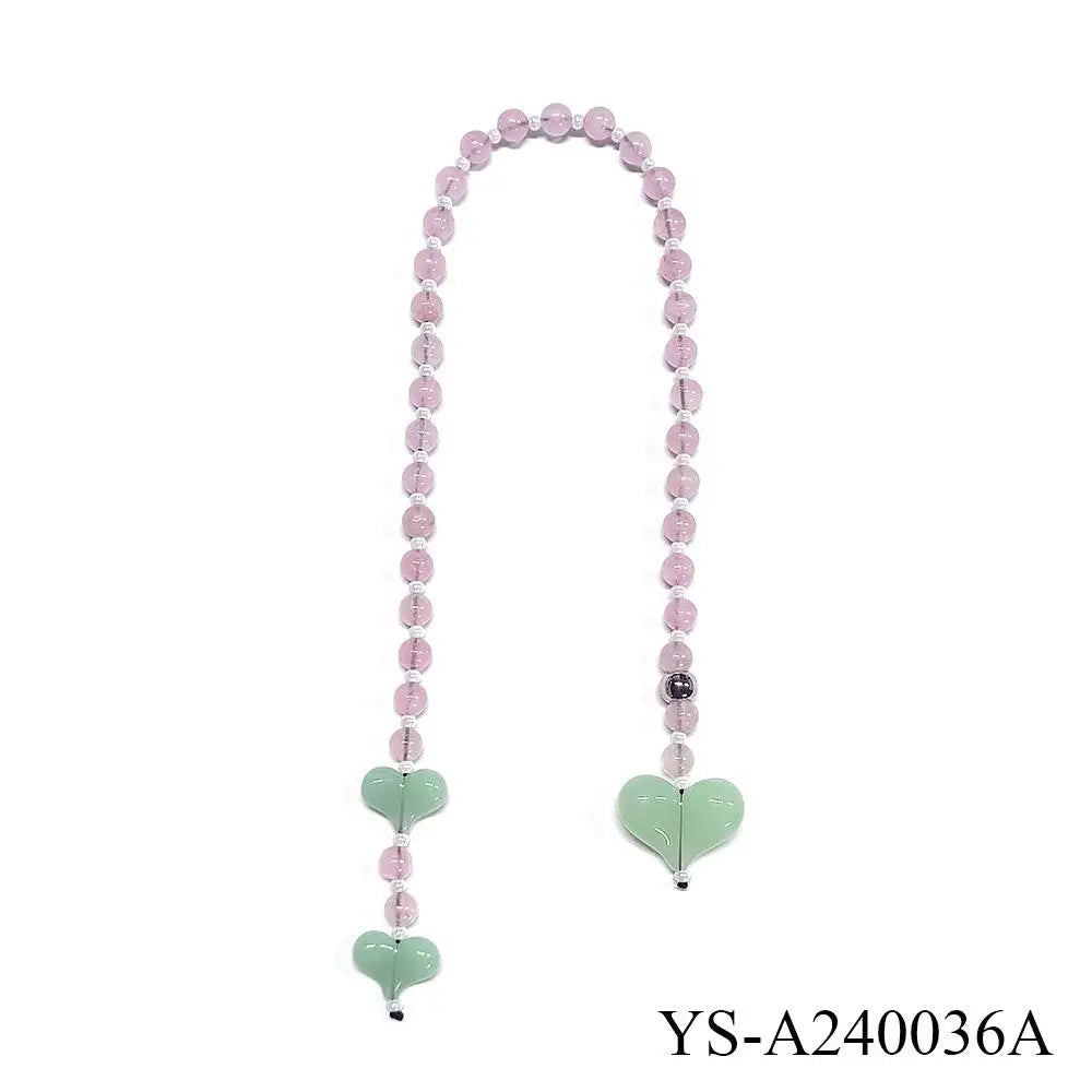 Y2k Love Bead Hanging Chain Bag Charm Women Accesories Red Love Heart Bags Charms Colorful Beads Chain Fashion Lady Jewelry