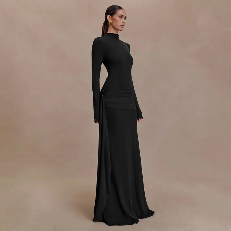 Nsauye Women Vintage Sexy New Fashion Night Club Evening Party Maxi Dress Long Sleeve 2025 Winter Holiday Elegant Bodycon Dress