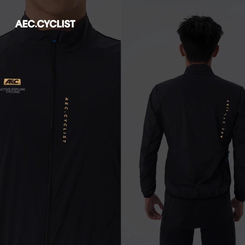AEC.CYCLIST Windbreaker Cycling Jacket Men Women Ultra Light Quick Dry Cycling Jersey Breathable Bike Coats Zippered Side Pocket