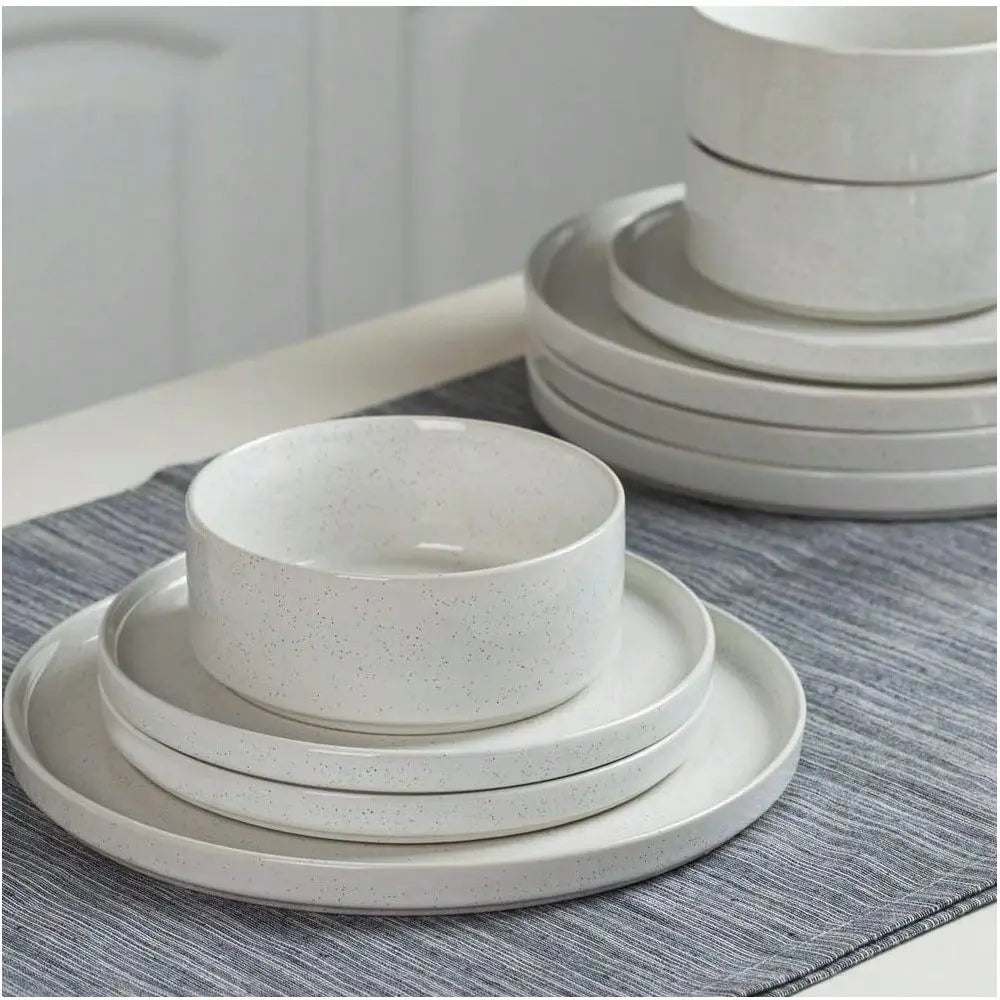 12 Pieces Dinnerware Sets, Stoneware Dishes, Dishes Set For 4,White
