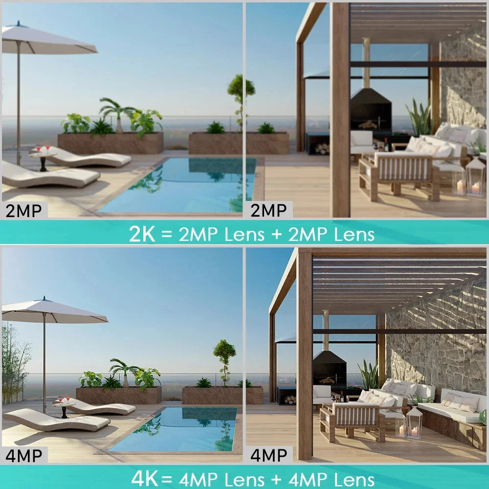 4K PTZ Wifi IP Camera 8MP Dual Lens AI Human Detection Wireless Outdoor Security CCTV with Dual Screens ICSEE App Control