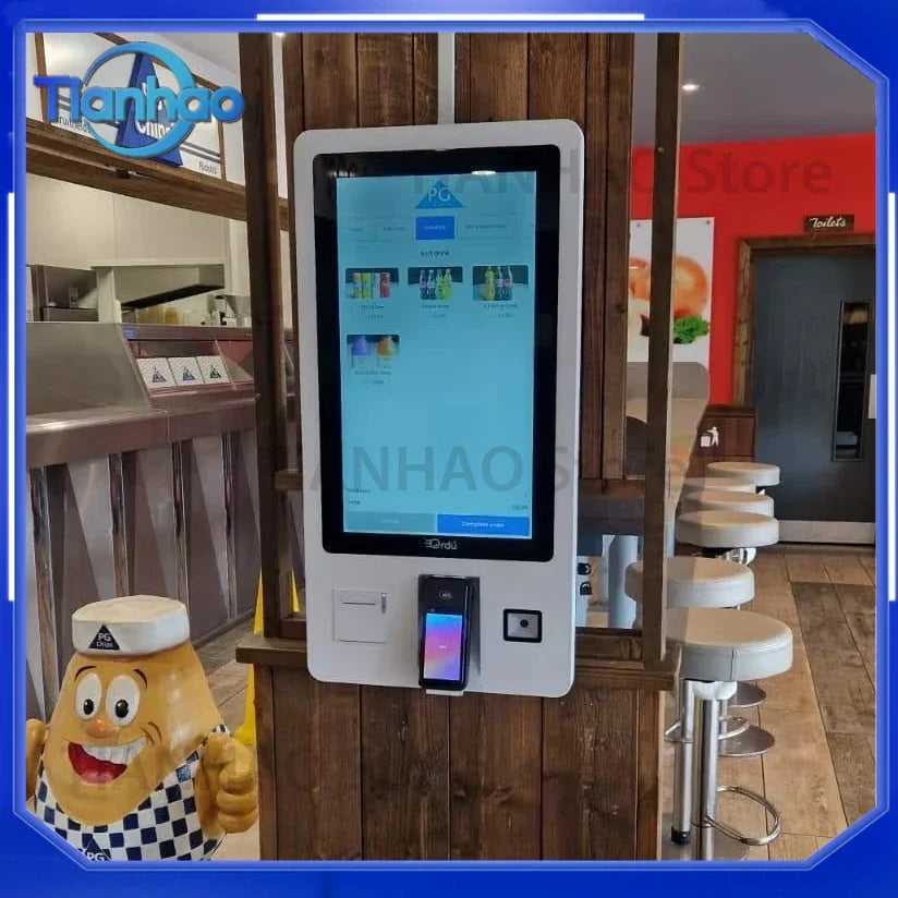 32 Inch Wall Mount Order Kiosk for Fast Food Smart Terminal POS Cash Self Service Kiosk for Ordering Machine