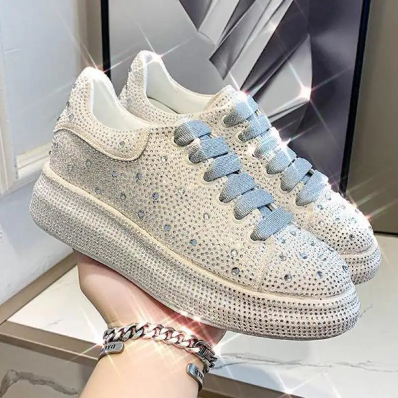 Denim Canvas Sneakers Women Slip On Light Blue Retro Skull Platform High Top Sneakers Ladies 2025 Spring Vulcanized Shoes Woman