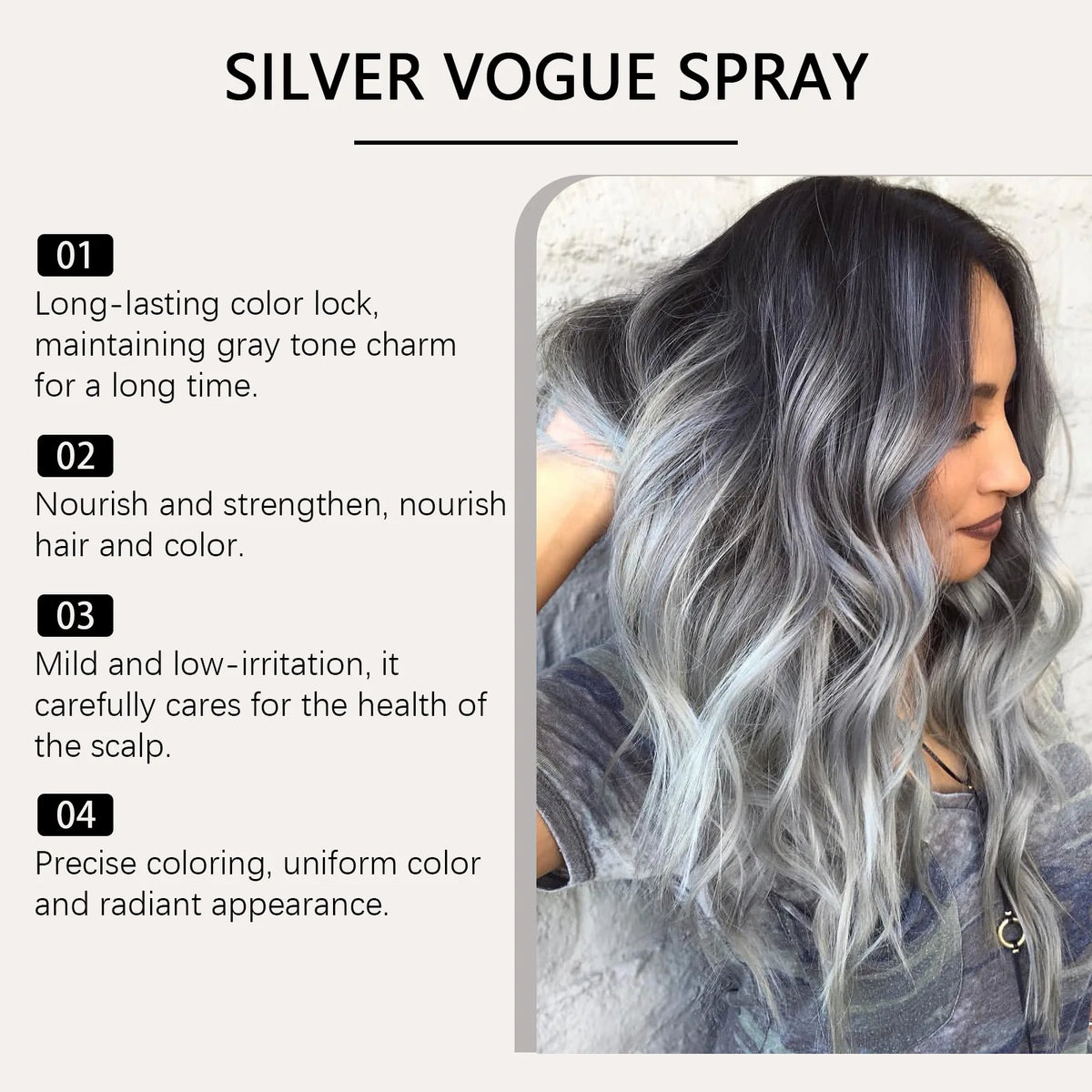 Silver Hair Color Spray Washable Tint Covering Gray Hair Nourishing Party Cosplay Halloween Christmas Temporary Hair Dye Spray